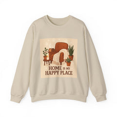 Home Is My Happy Place Crewneck Sweatshirt — Cozy Living Room Comfort