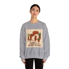 Home Is My Happy Place Crewneck Sweatshirt — Cozy Living Room Comfort