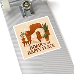 Sticker — "Home Is My Happy Place" Cozy Armchair Decorative Sticker