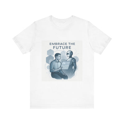 Embrace the Future T-Shirt — Tech Robot & Human Illustration