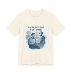 Embrace the Future T-Shirt — Tech Robot & Human Illustration