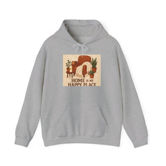 Hoodie — "Home Is My Happy Place" Cozy Boho Plant Lover Pullover