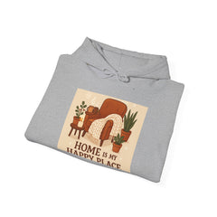 Hoodie — "Home Is My Happy Place" Cozy Boho Plant Lover Pullover
