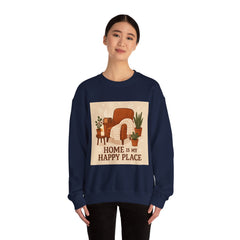 Home Is My Happy Place Crewneck Sweatshirt — Cozy Living Room Comfort