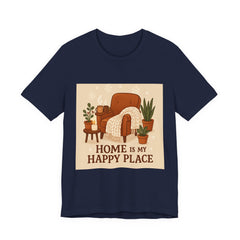 Home Is My Happy Place Tee — Cozy Armchair & Plants Graphic T-Shirt