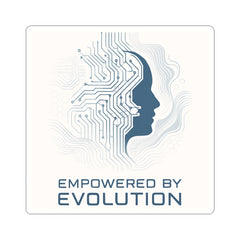 Empowered by Evolution Sticker — AI Circuit Brain Kiss-Cut Decal