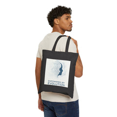 Evolution AI Silhouette Tote Bag — "Empowered by Evolution" Cotton Canvas Shopper