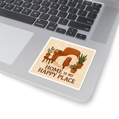 Sticker — "Home Is My Happy Place" Cozy Armchair Decorative Sticker