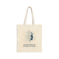 Evolution AI Silhouette Tote Bag — "Empowered by Evolution" Cotton Canvas Shopper