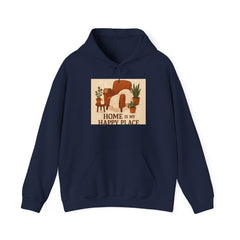 Hoodie — "Home Is My Happy Place" Cozy Boho Plant Lover Pullover