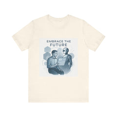 Embrace the Future T-Shirt — Tech Robot & Human Illustration