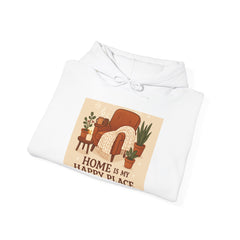 Hoodie — "Home Is My Happy Place" Cozy Boho Plant Lover Pullover