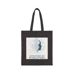 Evolution AI Silhouette Tote Bag — "Empowered by Evolution" Cotton Canvas Shopper