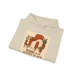 Hoodie — "Home Is My Happy Place" Cozy Boho Plant Lover Pullover