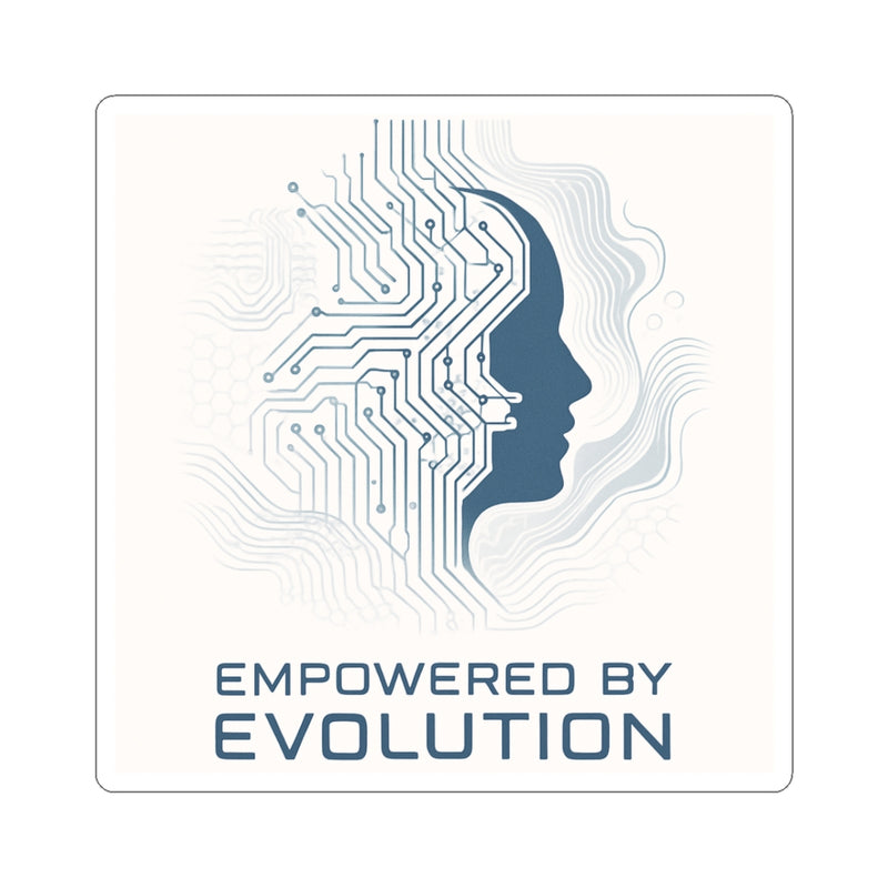 Empowered by Evolution Sticker — Tech Circuit Brain Kiss-Cut Sticker