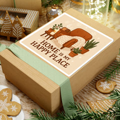 Sticker — "Home Is My Happy Place" Cozy Armchair Decorative Sticker