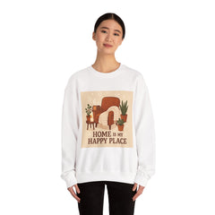 Home Is My Happy Place Crewneck Sweatshirt — Cozy Living Room Comfort