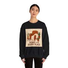 Home Is My Happy Place Crewneck Sweatshirt — Cozy Living Room Comfort