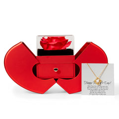 Happy Mother's Day Elegant Rose and Love knot Necklace Gift Set